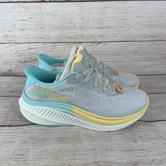 Skechers Slip-ins GO WALK Max Areena Womens Sz 10.5 Running Shoes Gray Aqua - Picture 4 of 9